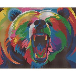 Вышивка бисером картины Радужный медведь 24*30см