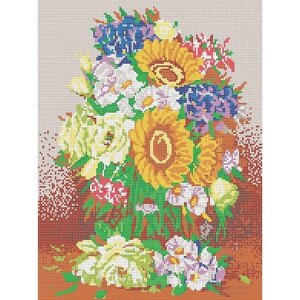 Вышивка бисером картины Садовые цветы 24*30см