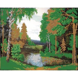 Вышивка бисером картины Сказочный лес 24*30см