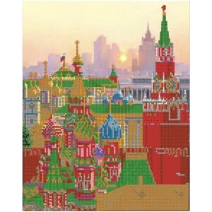 Вышивка бисером картины Стены Кремля 30,5*25см