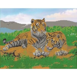 Вышивка бисером картины Тигры 30*38см