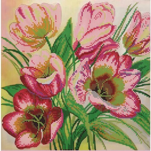 Вышивка бисером картины Тюльпаны 27*27см от компании М.Видео - фото 1