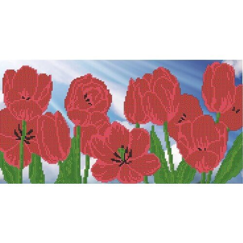 Вышивка бисером картины Тюльпаны 38*20см от компании М.Видео - фото 1