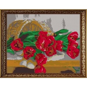 Вышивка бисером картины Тюльпаны 38*30см