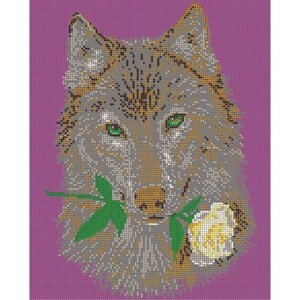 Вышивка бисером картины Волк и роза 24*30см