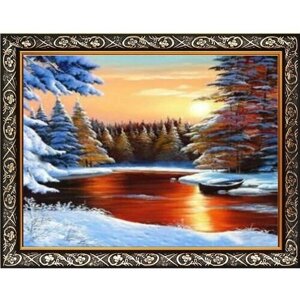 Вышивка бисером картины Зимний пейзаж 30*24см