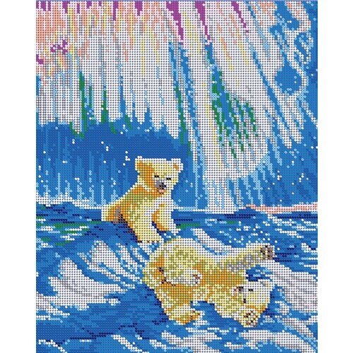 Вышивка бисером наборы картина Белые медведи 24*30 см от компании М.Видео - фото 1