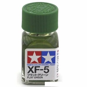 XF-5 Flat Green, enamel paint 10 ml. (Зелёный Матовый, краска эмалевая 10 мл.) Tamiya 80305