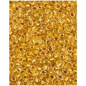 Японский бисер Toho, размер 15/0, цвет: Окрашенный изнутри хрусталь/золотое покрытие 24К (701), 5 грамм