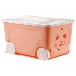 Ящик для игрушек на колесах Lalababy Play with Me, 59 x 38,3 x 33 см, 50 л, персиковая карамель