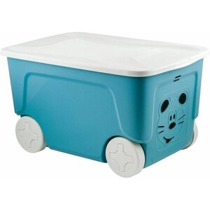 Ящик для игрушек на колесах Lalababy Play with Me, 59 x 38,3 x 33 см, 50 л, синий колокольчик