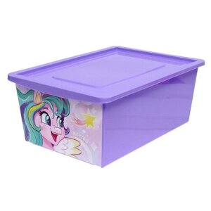 Ящик для игрушек с крышкой, «Радужные единорожки», объём 30 л, цвет сиреневый
