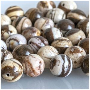 Яшма Бусины натуральные 12 шт, цвет песочно-коричневый, размер 10 мм