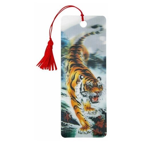 Закладка для книг 3D BRAUBERG объемная "Бенгальский тигр" с декоративным шнурком-завязкой, 12 шт от компании М.Видео - фото 1