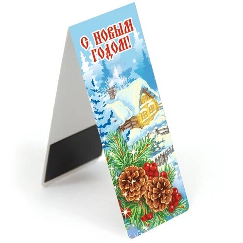 Закладка для книги магнитная 35х95 мм Новый год Шишки от компании М.Видео - фото 1