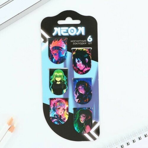 Закладки магнитные 6 штук на подложке 'Неоновое аниме' от компании М.Видео - фото 1