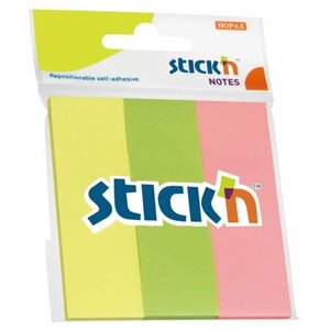 Закладки самоклеящиеся индексы бумажные Stick`n 21129 25x76мм 3 цвета в упаковке 50 листов европодвес