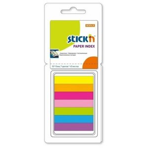 Закладки самоклеящиеся индексы бумажные Stick`n 21618 10x50мм 7 цветов в упаковке 40 листов блистер