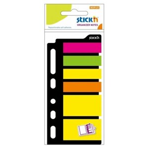 Закладки самоклеящиеся индексы пластиковые Stick`n 21070 6 цветов в упаковке 25 листов для органайзера 25x45мм+12x45мм европодвес