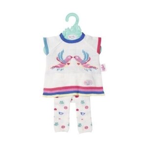 Zapf Creation Трикотажный костюмчик для кукол Baby Born 826966 белый/голубой/розовый