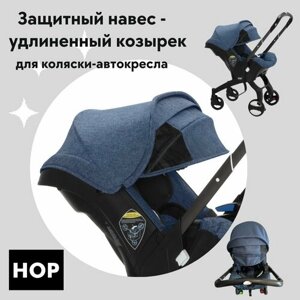 Защитный навес-удлиненный козырек для коляски-автокресла - Blue (синий)