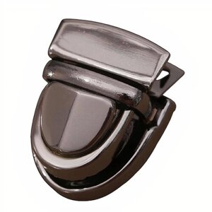 Застежка для сумки портфельная, металлическая, 3х2 см, цвет: черный никель