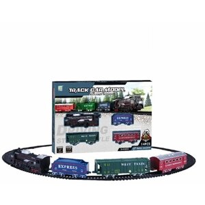 Железная дорога детская на батарейках, игрушка поезд с вагонами, рельсы, длина дороги 210 см, 2215-2