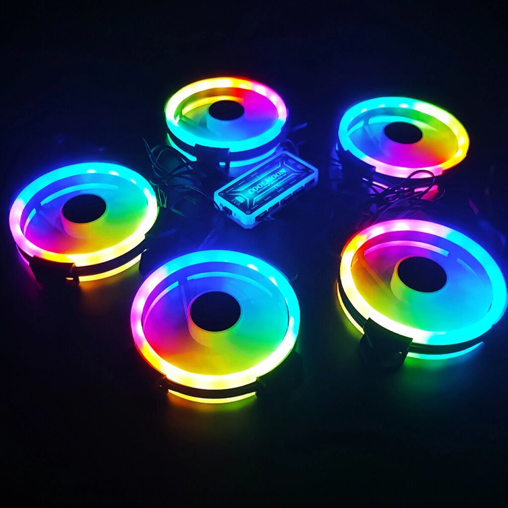 120-мм компьютерный кулер для ПК Вентилятор охлаждения RGB LED Многоцветный режим Тихий вентилятор корпуса с контроллеро от компании Admi - фото 1