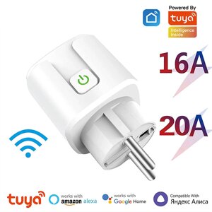 16A/20A Smart EU Разъем AC100-240V WiFi Smart Plug Розетка питания Голосовое управление с помощью Alexa Google Home