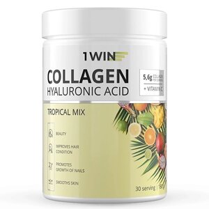 1WIN Коллаген с витамином C и с гиалуроновой кислотой, тропический микс Dietary Supplement Collagen + Vitamine C + Hyaluronic Acid, Tropical Mix