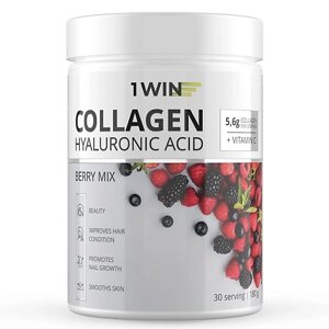 1WIN Коллаген с витамином C и с гиалуроновой кислотой, ягодный микс Dietary Supplement Collagen + Vitamine C + Hyaluronic Acid, Berry Mix