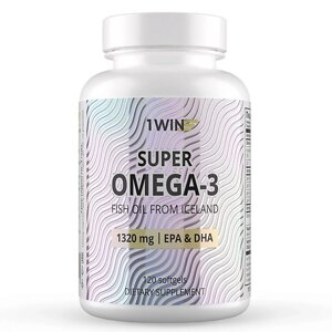 1WIN Омега-3 в капсулах высокой концентрации Dietary Supplement Super Omega-3 fish oil from iceland