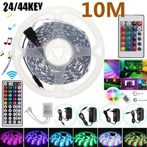 2 * 5 м, не водонепроницаемая, RGB LED, полоса света 5050 SMD, полный комплект гибкой ленты + 24/44 ключа, Дистанционный