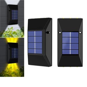 2 наружных солнечных светильника LED, водонепроницаемых, для украшения стены забора, веранды, дома, сада, уличного освещ