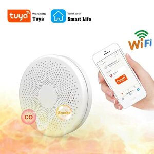 2 в версии 1 функция Wi-Fi Tuya и детектор дыма Smart Life Датчик и детектор угарного газа Co газа дым пожарная звуковая