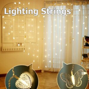 200X150cm LED Love / Butterfly Shape Sight Curtain Lights USB Powered Водонепроницаемы Настенный светильник Подвесной св