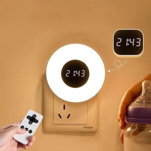 3 Color Time Часы Wall Лампа Dimmable Дистанционное Управление LED Night Light for Baby Child Gift EU US Plug Corridor P