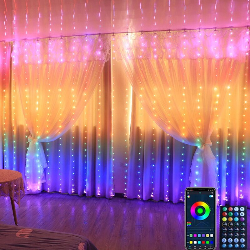 3 м * 3 м Smart Curtain Lightt Garland USB Bluetooth Дистанционный Festoon Лампа Led Window Fairy Light для дома, спальн от компании Admi - фото 1