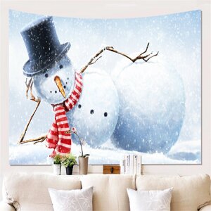 3D Снеговик настенный гобелен фон Декор художественное настенное одеяло для дома, гостиной, офиса, стены, с Рождеством .