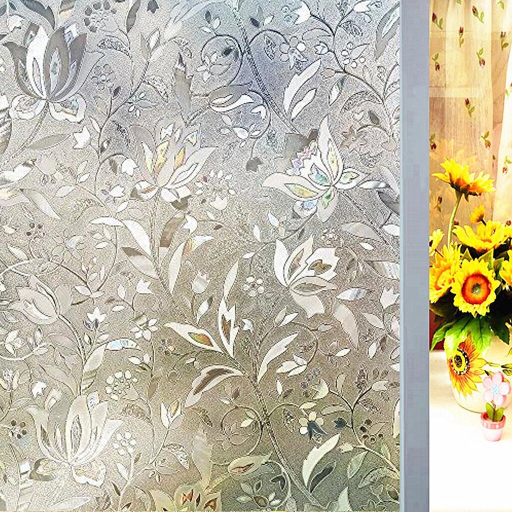 45 см * 2 м статическая бесклеящая многоразовая съемная цветочная оконная стеклянная пленка украшение дома от компании Admi - фото 1