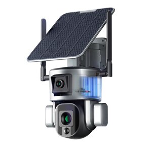 4K 8MP WiFi Двойной объектив Безопасность камера Солнечная PTZ-камера с питанием Беспроводная двусторонняя связь PIR Обн