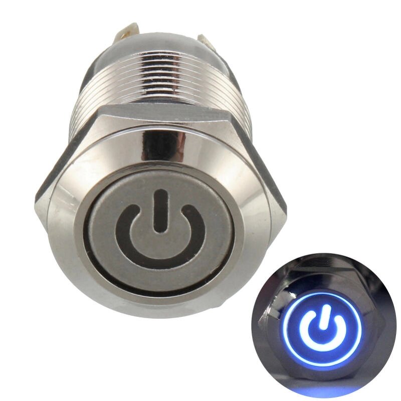5 шт. 12В 4-контактный металлический кнопочный выключатель с моментальным включением, водонепроницаемый от компании Admi - фото 1