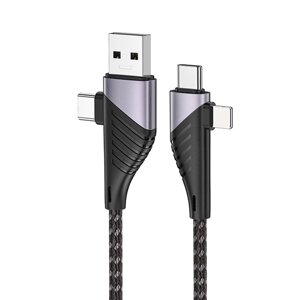 5A USB-A/Type-C для iP/Type-C Кабель для быстрой зарядки и передачи данных, луженый Медь Core Line, длина 1,2 м для iPho