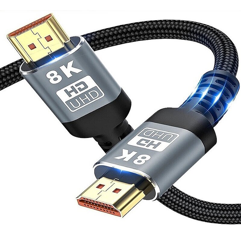 8K HDMI-совместимый кабель 2.1 48 Гбит/с, высокоскоростной видеокабель 2.1 HD, плетеный шнур 1M/2 м/3M/5 м для PS3/4 пор от компании Admi - фото 1
