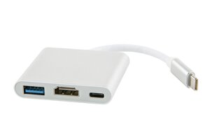 Адаптер Red Line Type-C 3 in 1 Multiport Adapter Silver УТ000013654