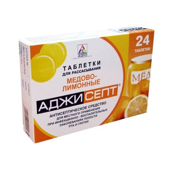 Аджисепт мед-лимон таблетки для рассасывания 24шт от компании Admi - фото 1