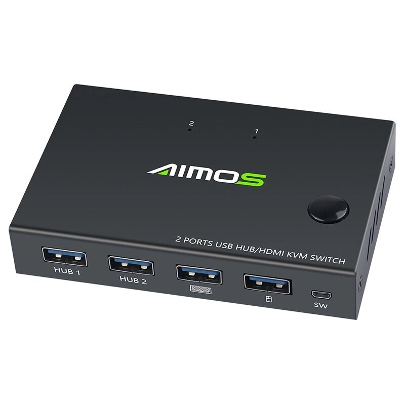 AIMOS USB HDMI KVM-переключатель Коробка Видеопереключатель Дисплей Разветвитель 4K KVM-переключатель для 2 ПК Общий пер от компании Admi - фото 1