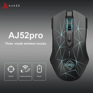 AJAZZ AJ52PRO Wired Gaming Мышь Датчик Тройной режим 2.4G+Bluetooth Мышь Перезаряжаемые сотовые портативные USB-мыши для