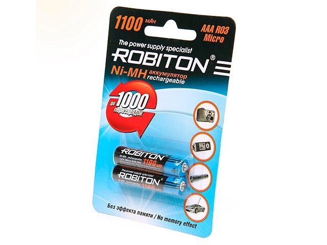 Аккумулятор AAA - Robiton 1100mAh 1100MHAAA-2 BL2 (2 штуки) 10187 от компании Admi - фото 1