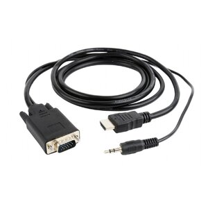 Аксессуар gembird cablexpert HDMI-VGA 19M/15M + 3.5jack 1.8m black A-HDMI-VGA-03-6